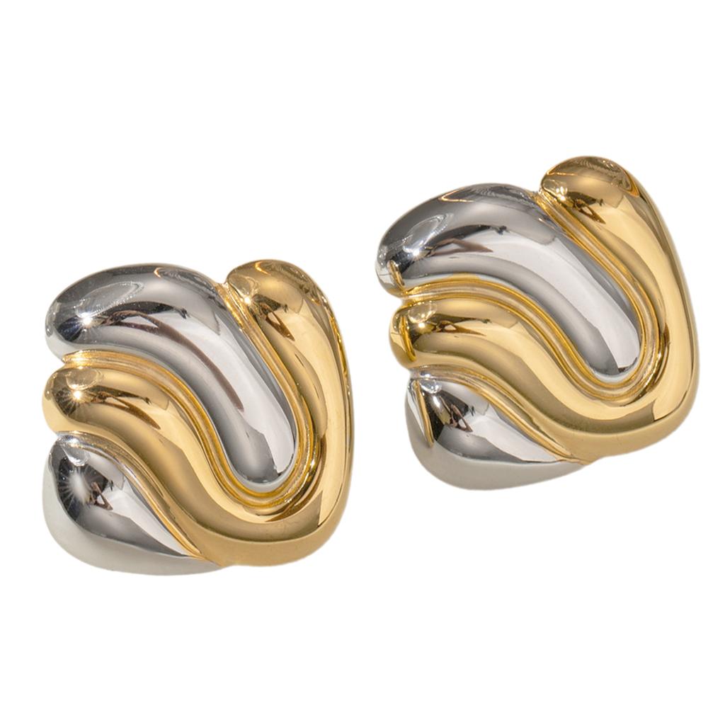 Geometric Gold and Silver Tone Studs Earrings for Women Fashion Vintage Texture Ear Accessories Lightweight Jewelry