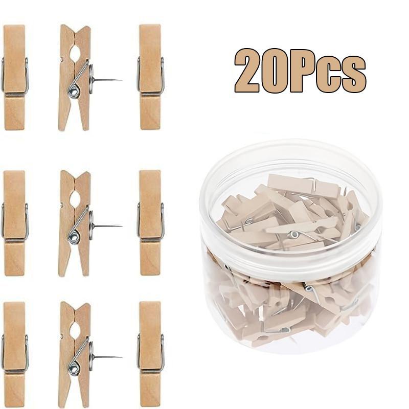Xiaomi 20PCS-Wooden Push Pin Clip Set with Clear Storage Box for Cork Boards, Bulletin Boards, Photos and DIY Crafts