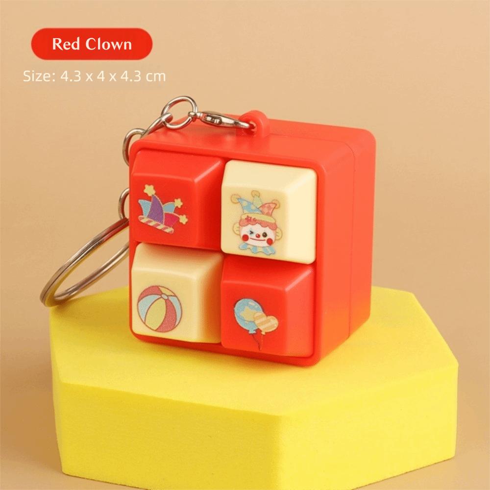 Fun Cartoon Squeeze Music New Unique Four-square Merit Key Button Keychain Couple Car Bag Key Chain & Pendant