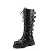 Fashion Retro Belt Buckle Metal Rivet Hollow Out Long Boots European American Casual Punk Style Shiny Thick Heel Motorcycle Boots 34-43