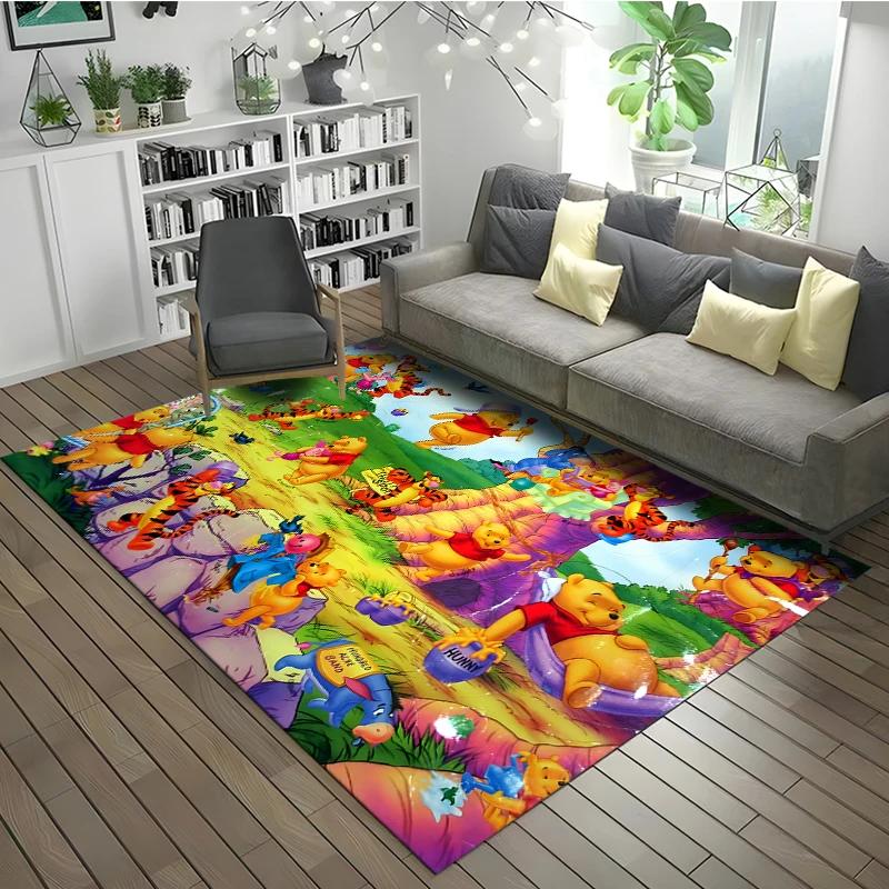 3D Various Styles and Sizes Winnie The Pooh Cartoon Carpet Home Living Room Bedroom Mats Sofa Doormat Decor Rugs, Fast Shipping