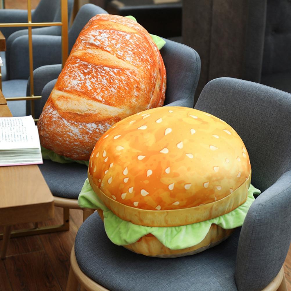 Simulation Bread Burger Shape Pillow Cute Food Plush Pillow Soft Lumbar Back Cushion Stuffed Food