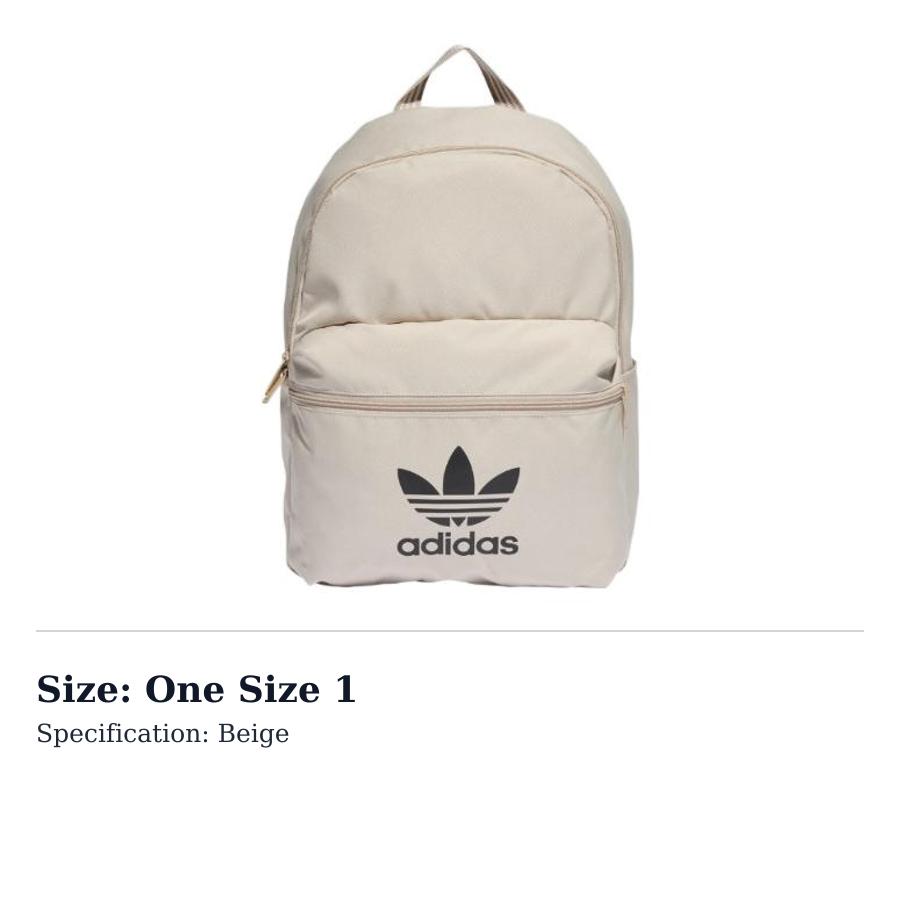 Adidas Originals Fabric Backpack Regular Unisex Beige IL1963