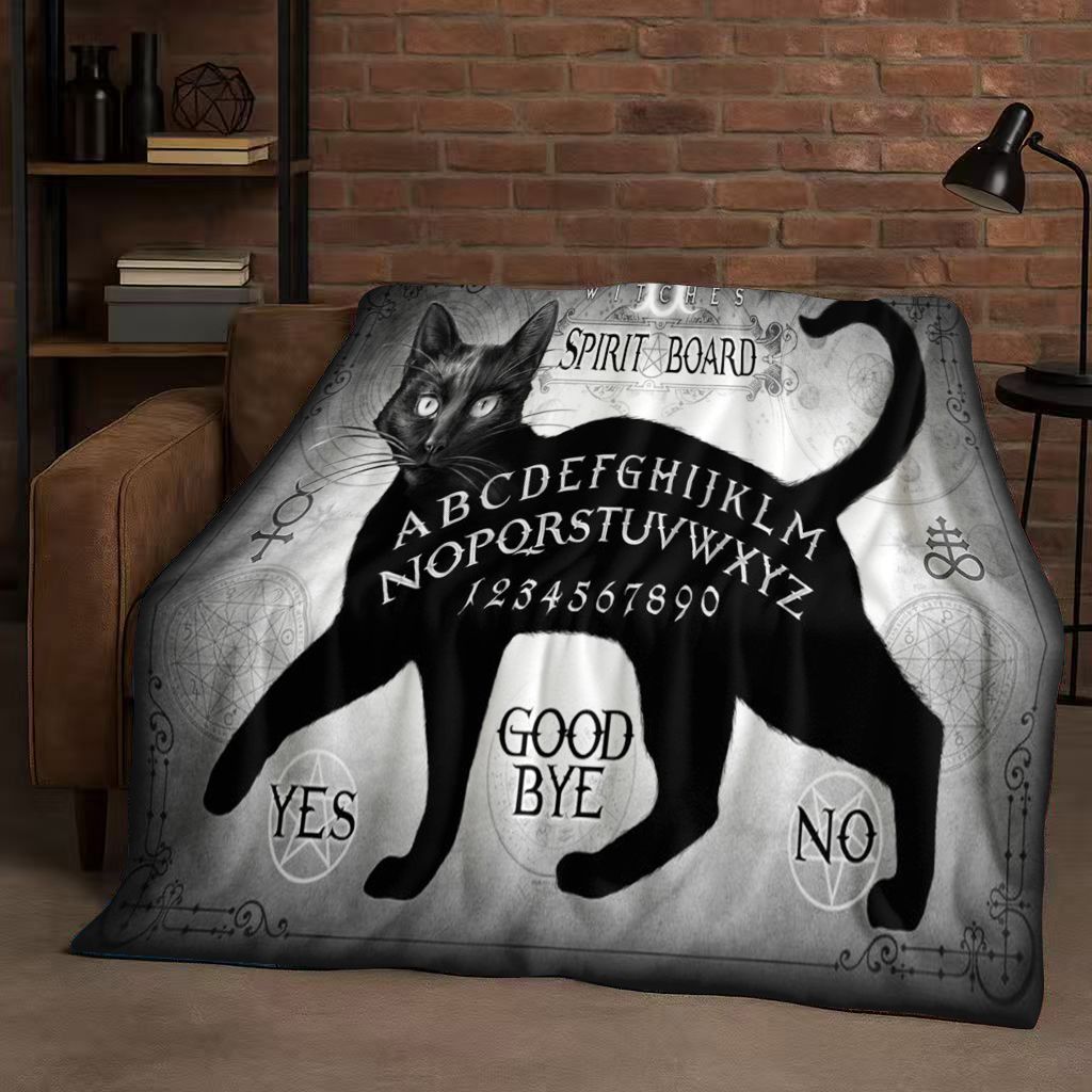 Retro Witch Spirit Ouija Board Art Flannel Blanket,Ultra Soft Warm Plush Throw for Home Bedroom Bed Sofa Cover Kids Gift Picnic