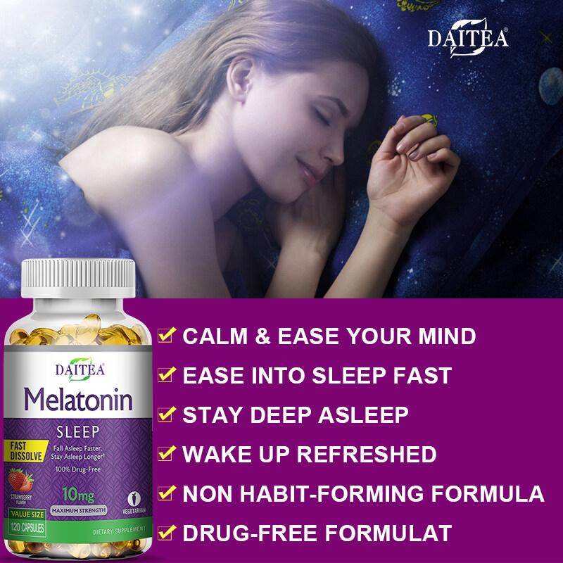 Night Time Fast Dissolve Capsules, Strawberry Flavor, Vegetarian Dietary Supplement, 120 Count
