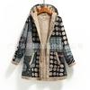 Winter explosion of new women's clothing cotton and linen printing hooded sweater warm plush jacket