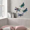 Dragonfly Wall Art Wooden Dragonfly Wall Decoration 4 Pieces Colorful Garden Decoration Sculpture Outdoor Hangings for Patio