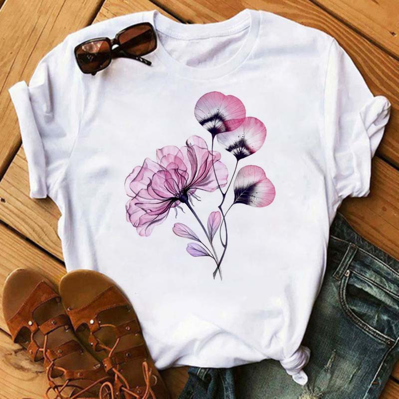 New Watercolor Floral 3D Print Women Tshirt Harajuku Streetwear Short Sleeve T Shirts Cartoon Casual Woman Tops Clothes