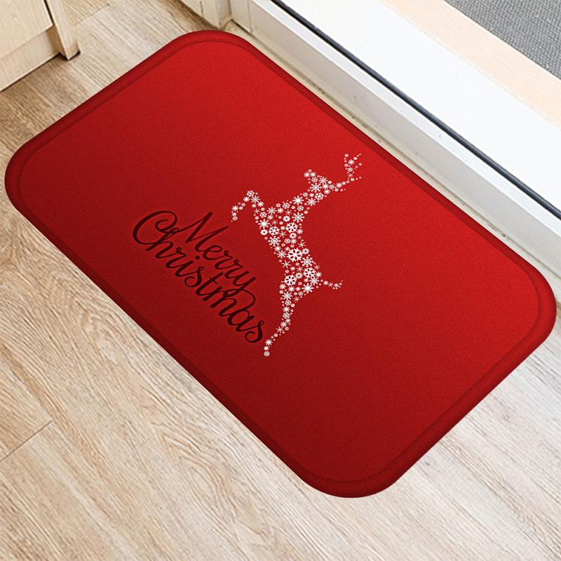 Merry Christmas and New Year Home Decoration Entrance Door Mat Bathroom Kitchen Non-Slip Floor Mat Living Room Hallway Carpet