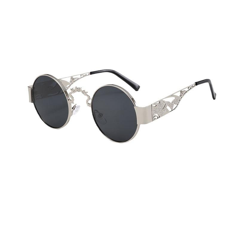 New hollow dragon and phoenix metal sunglasses men's wide legs punk European and American personality hip hop street sunglasses women