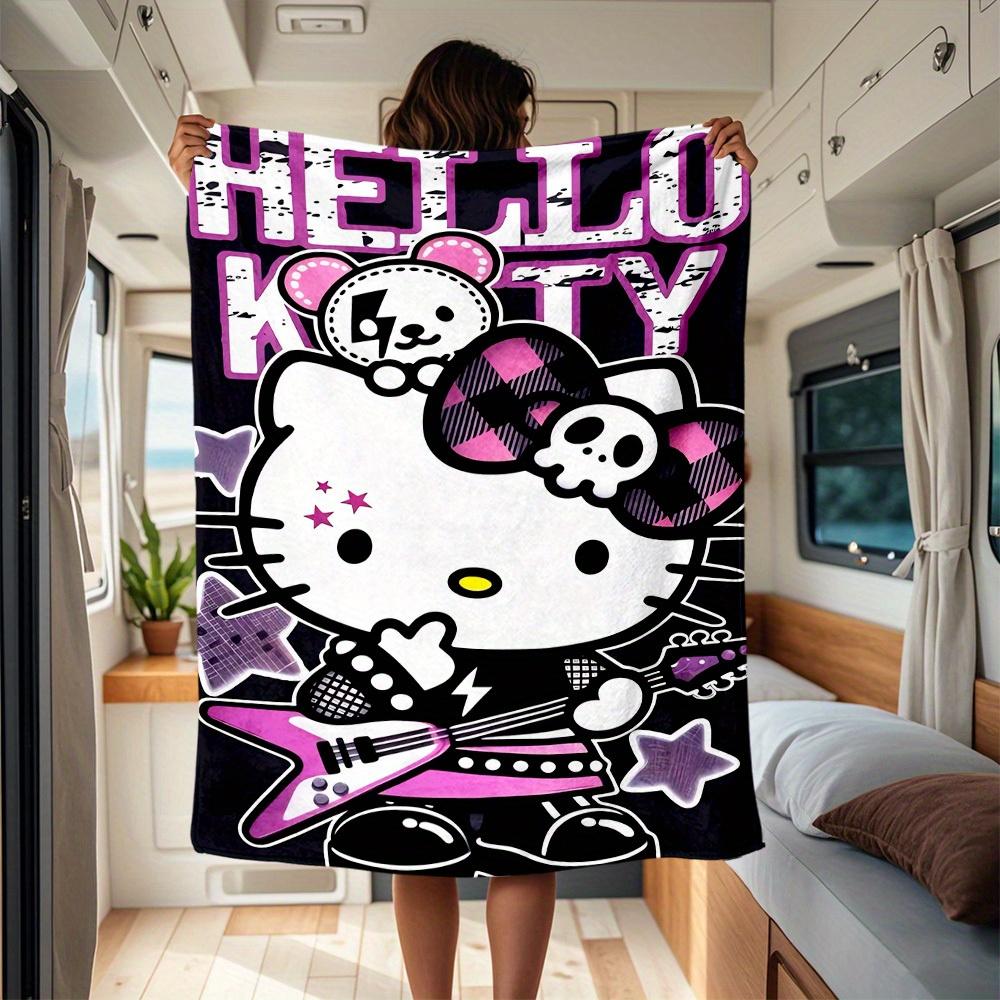 

1pc Rockstar, Kitty, Guitar RV Blanket, Digital Printed Flannel Blanket, Multi-Purpose Four Seasons Hypoallergenic Quilt for Sofa, Bed, Offi 130x150cm