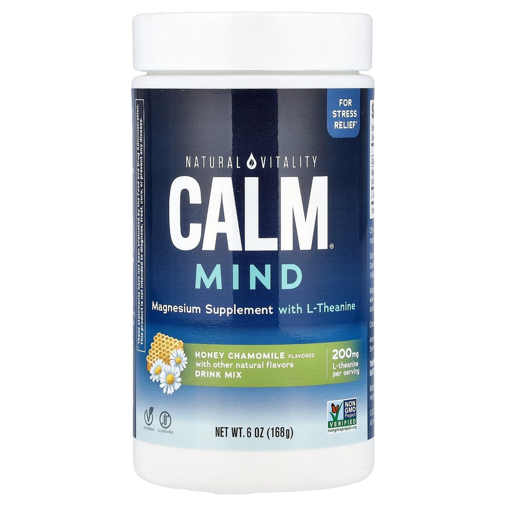 

Natural Vitality CALM Mind Magnesium Supplement Drink Mix with L-Theanine, Honey Chamomile, 168g (6oz)