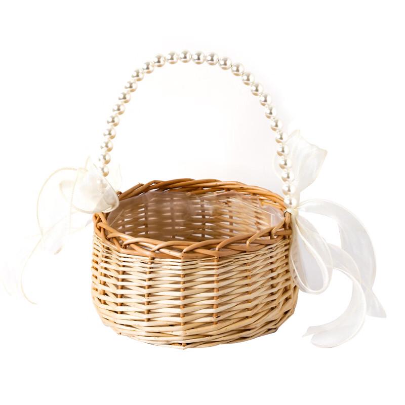 Pearl Handle Woven Willow Basket