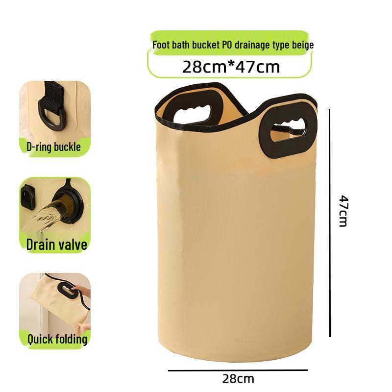 Portable Foldable Insulated Foot Bath Bucket - Deep, Thickened Design with Drainable Foot Soak Bag for Calf Coverage At Home