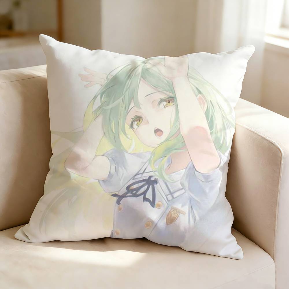 B-BanG Dream M-Mutsumi Wakaba Cute Pillow Case Square Double-Sided Sofa Cushion Cover Bedroom Bedside Pillow