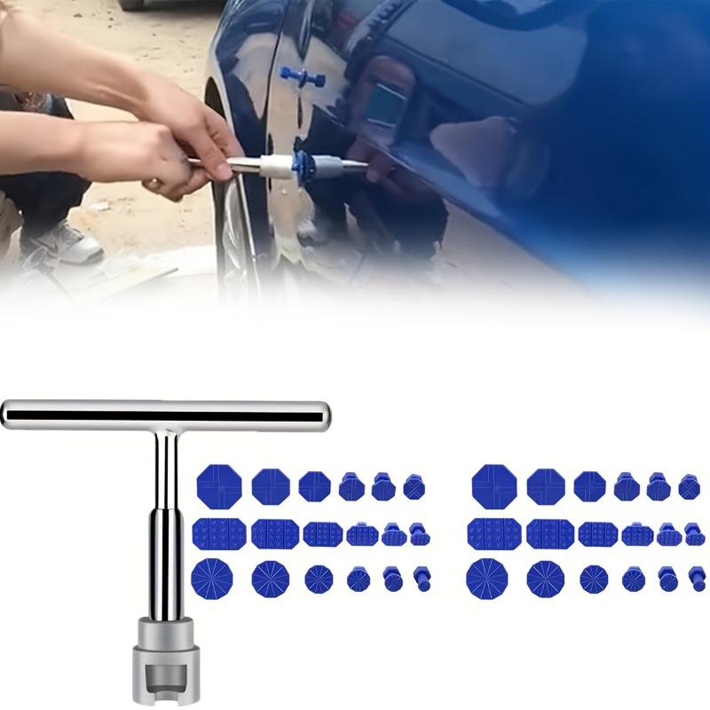 1SET Car Dent Repair Tool, Silver T-Handle with 36 Blue Car Dent Drawrings, Affordable, Rugged, Industrial Quality