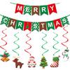 Cross-border Christmas Ornaments: Snowflake Bells, Santa Claus, Christmas Tree, Snowman Spiral Decorations, Pull Flags for Parties