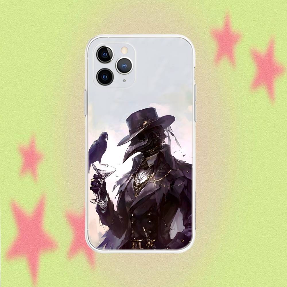 

Plague Doctor Transparent Clear Soft Phone Case For iPhone 17,16,15,14,13,12,11,Air,X,XR,Pro,Max,Plus Cover iPhone14Pro