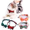 Pet Breakaway Cat Collar Bow Tie and Bell Cute Plaid Christmas Red Elastic Adjustable Dog Collar with Sash Bell New Year Gifts