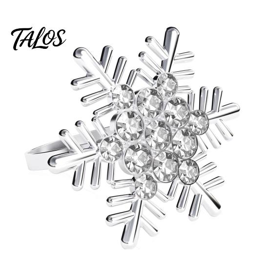 Rhinestone Table Settings Snowflake Napkin Ring, Metal Holder, Winter Decorative Rings Holiday Ring for Christmas Dinner Decor Wedding