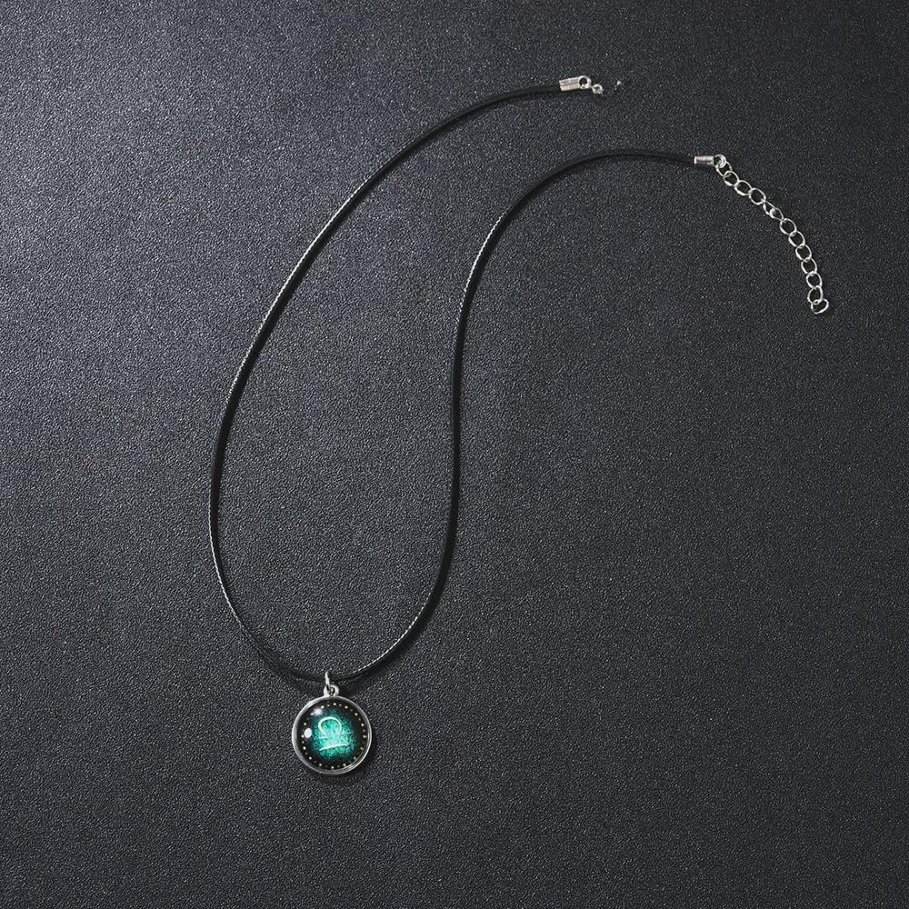 Twelve Constellations Luminous Glass Pendant Necklace - Personalized Fluorescent Student Jewelry
