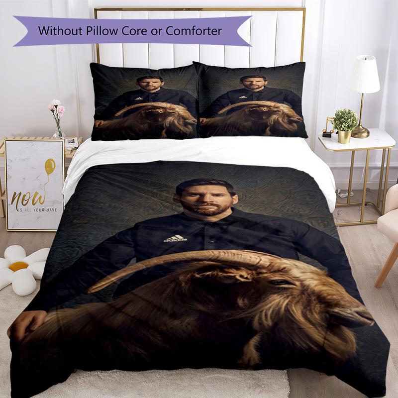 Messi Bedding Set Breathable Duvet Cover with Pillowcases Decorative Bed Linen for Bedroom Home Decoration Birthday Gift