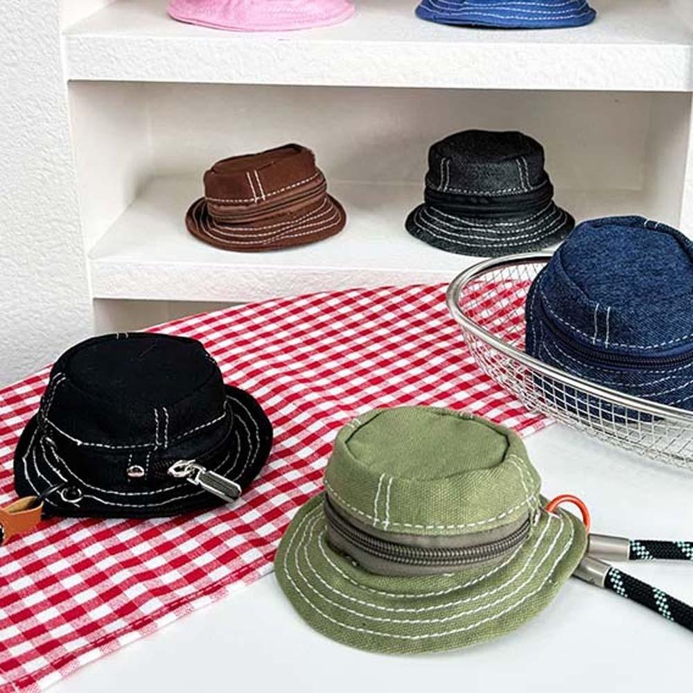 Koreanischer Denim Fischerhut Anhänger Beutel Mini Personalisierbares Design Hängende Kopfhörertasche Anti-Verlust Handgelenkband Geldbörse Schlüsselanhänger