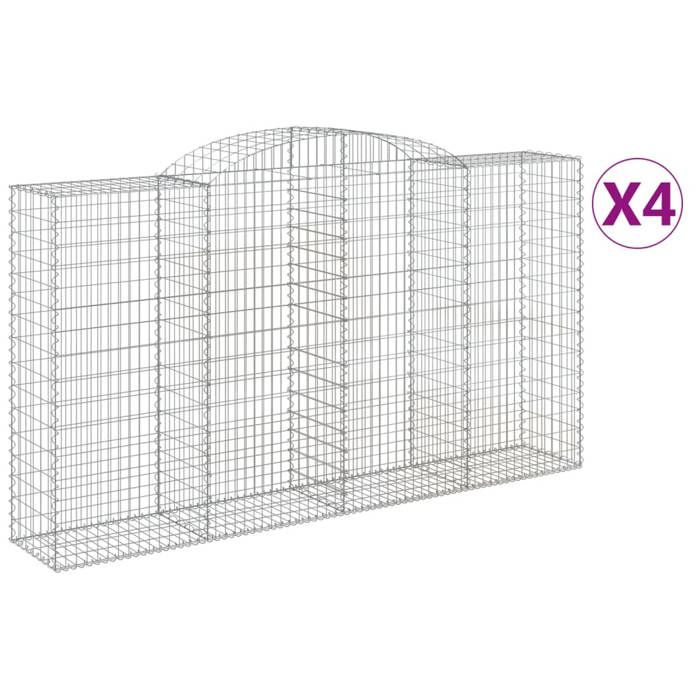 VidaXL Paniers à gabions arqués 4 pcs 300x50x160/180 cm fer galvanisé, gabion, cage de gabion, panier de mur de gabion, mur 3146757