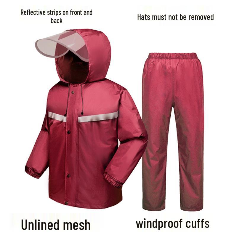 Men's Black Reflective Full-Body Raincoat and Pants Set for Motorcycle Riding