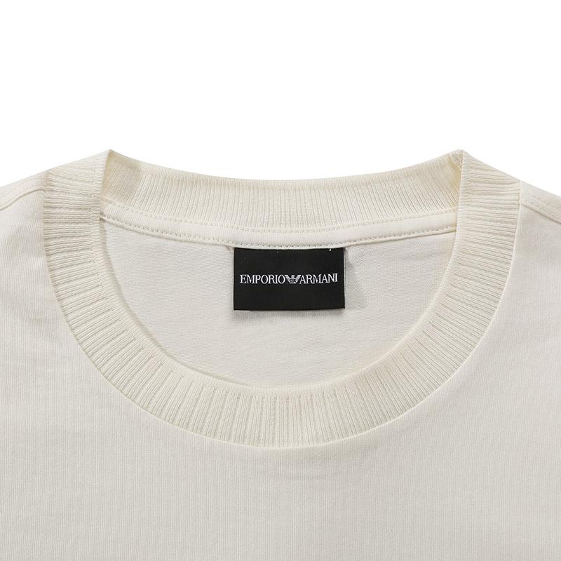 Emporio Armani Ss24 Eagle Logo Embroidered Pullover Short Sleeve T-Shirt Men Tops Light-Beige 3D1TN3-1JOCZ-0158