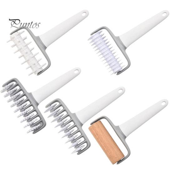 Multifunction 1 Set Pizza Dough Roller Cutter Baking Tool PP Lace Flat Rolling Pin Punch for Restaurant