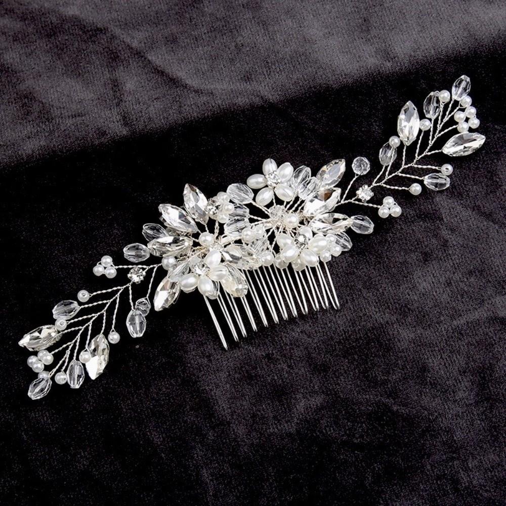 Flower Pearl Hair Combs Jewelry Toothed Insert Comb Creative Rhinestone Hairpin  Party