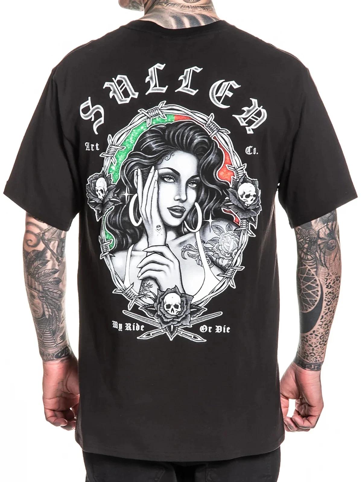 Sullen Men s My Ride or Die Short Sleeve Graphic T-shirt Mexico Theme Tattoo Tee XXXL