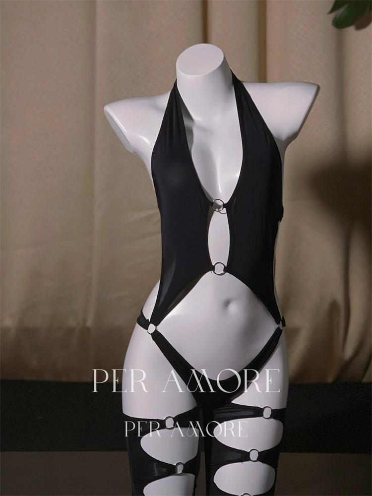 Sexy freizügige Dessous Damen Body Rückenfreier BH Offener Schritt Jumpsuit Bondage Unterwäsche Anime Cosplay Kostüme Dienstmädchen Outfit Plus