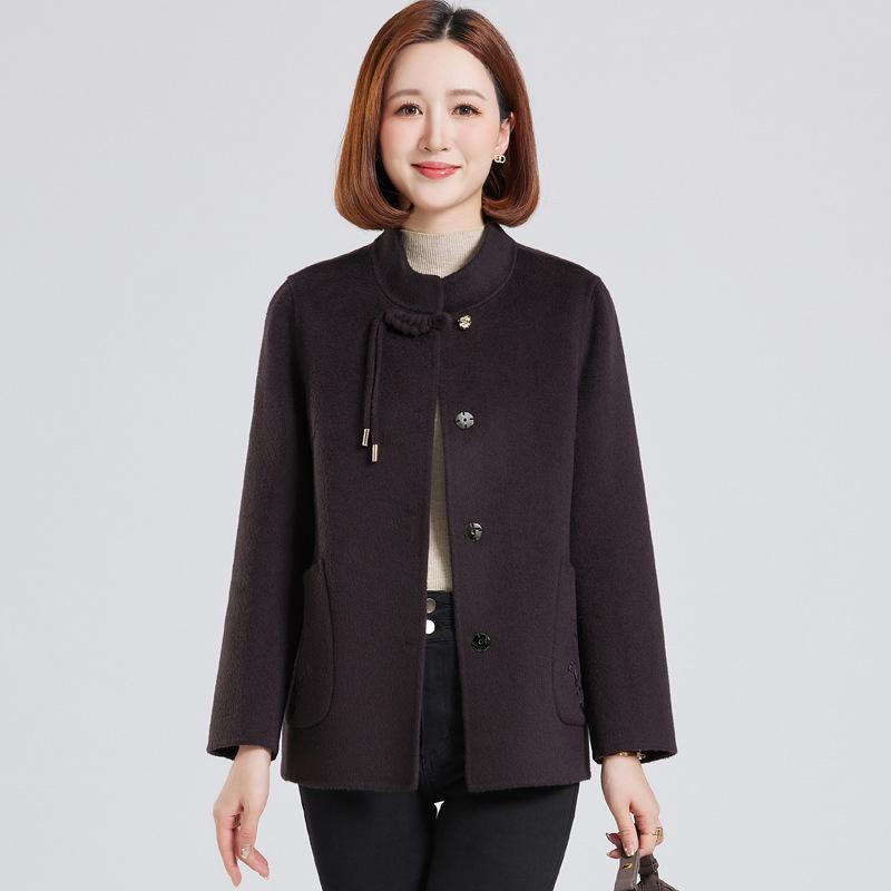 

Маленькое шерстяное пальто для женщин: Осенне-зимняя мода, для среднего и пожилого возраста, короткий двухсторонний кашемир 2XL (125-135 lbs) шоколадный