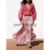 Summer New Arrival Women's Layered Stitching Big Swing Bohemia Retro Print Long Skirt 5029090