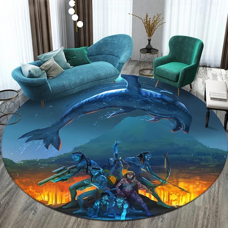

Дисней Фільм Аватар Принтований Круглий Килимок для Підлоги Спальня Вітальня Диван Крісло Кухня Двері Килим Декор Нековзний Килим 120x120cm