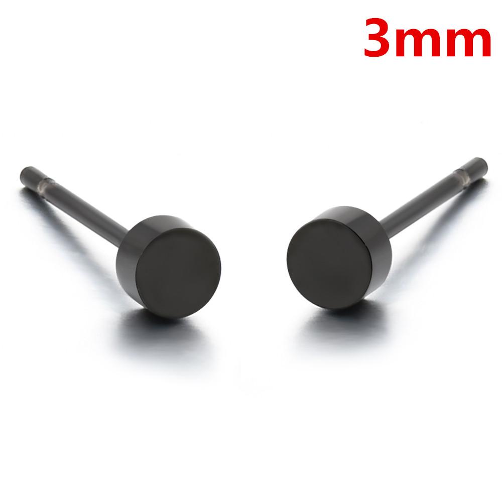 

Fashion Women Men Black Round Stainless Steel Simple Ear Studs Earrings 5 Size Punk Earring Jewelry