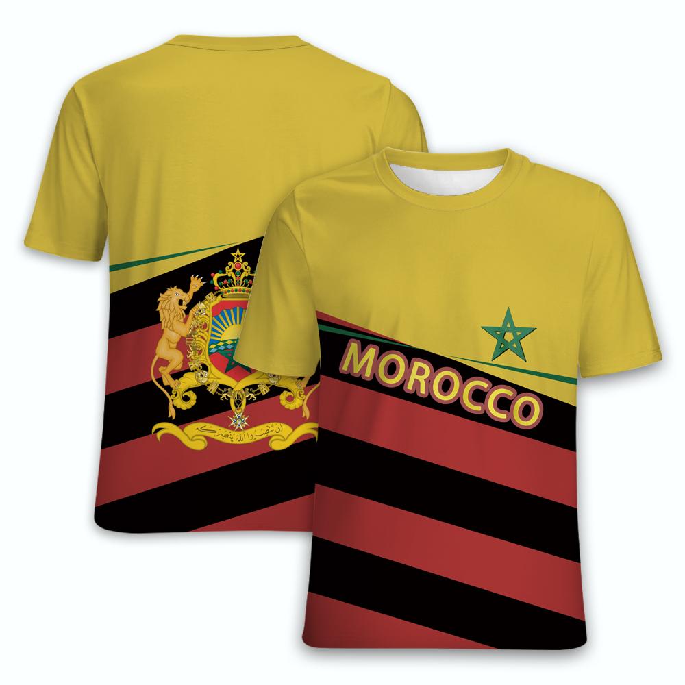 Tshirts Morocco National Emblem Flag 3D Print TShirt Summer T Shirt Fashion Kids Casual Boy Girl Unisex Round Neck Tees Tops