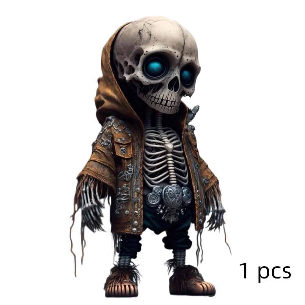 Skeleton Statue, Horror Movie Garden Dwarf, Halloween Skeleton Statue Decoration Set Cute Skeleton Resin Interior Decoration