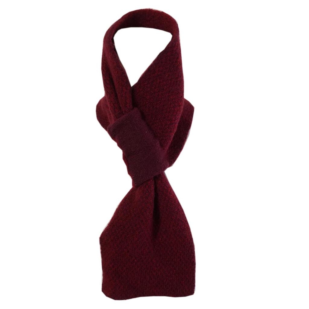 TERAICHI Reversible Mini Insert Neck Ichimatsu Scarf Scarf, Warmer, Red, Pattern, Women's (Red)