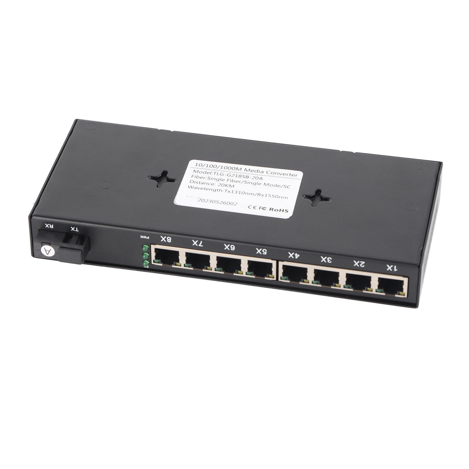 

Gigabit Ethernet Switch 9 Ports 10 100 1000M Tx1310nm Full Half Duplex Fiber Media Converter for US Plug