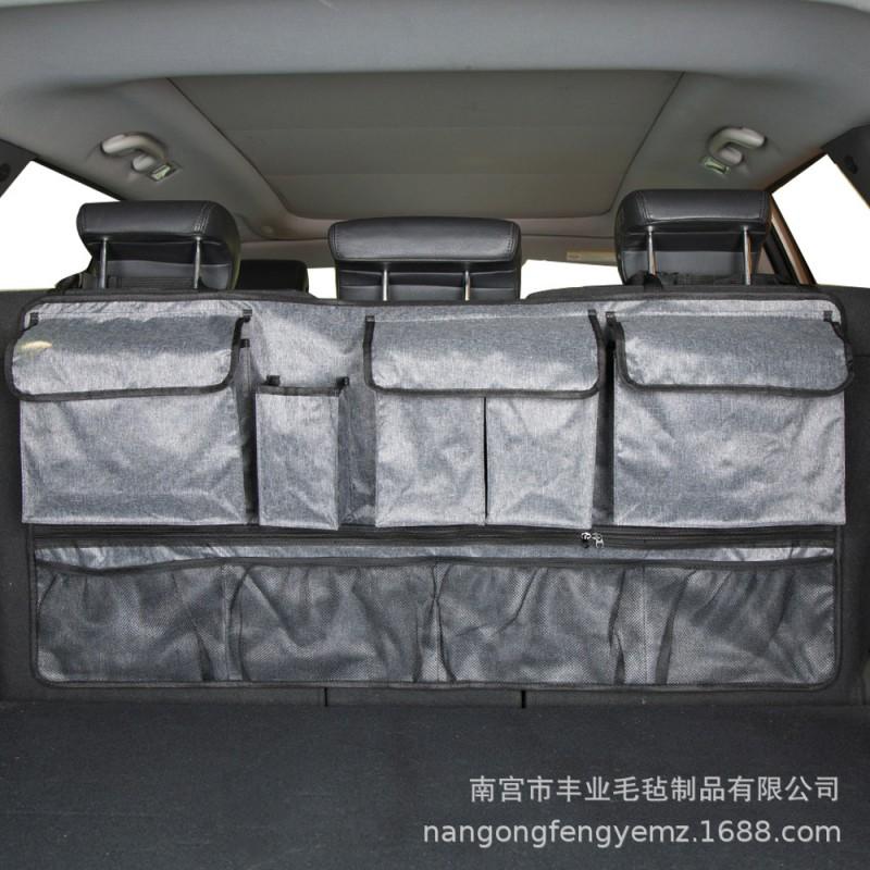 Car Trunk Organizer Bag Oxford Fabric Backseat Hanging Storage Net Pouch SUV Van With Zipper Handle