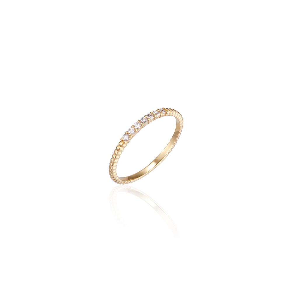 Lunne 14K Seven Diamond Pavé Line Ball Ring (14K Gold) Lcr06 (B Type)