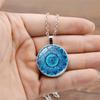 1 Set Women Jewelry Set Flower Print Glass Pendant Vintage Ethnic Style Prom Party Earrings Necklace Bracelet Combo Ideal Christmas Gift
