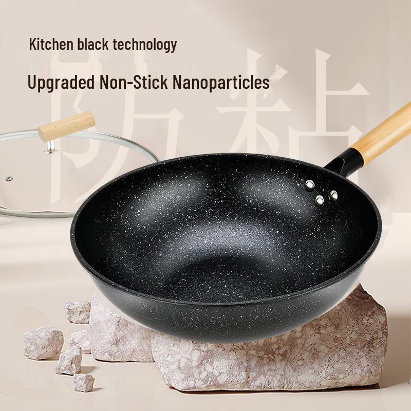 Haolaibao HLB-JB004 Obsidian Maifan Stone Non-stick Wok with Lid and Steamer