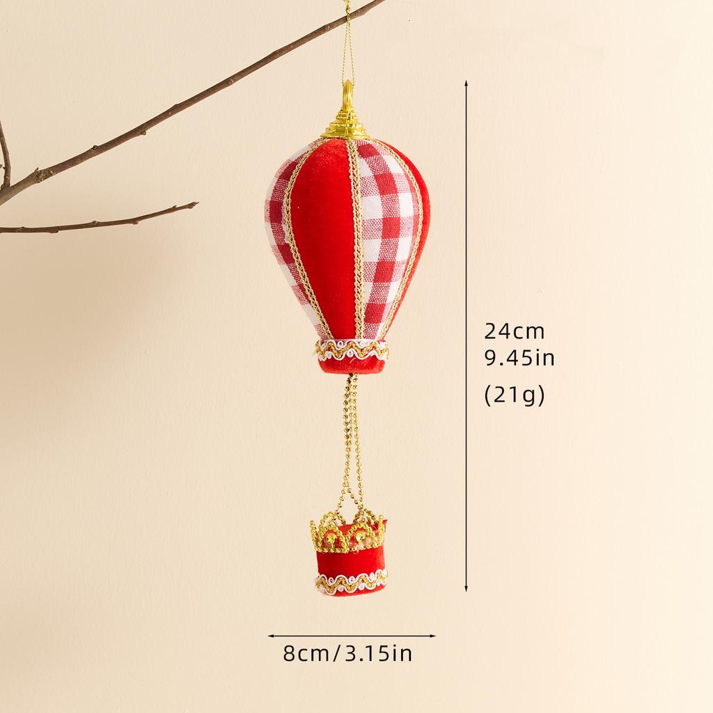 Christmas Decoration Red And White Candy Cane Grid Hot Air Balloon Xmas Tree Hanging Pendant Christmas New Year Party Ornament