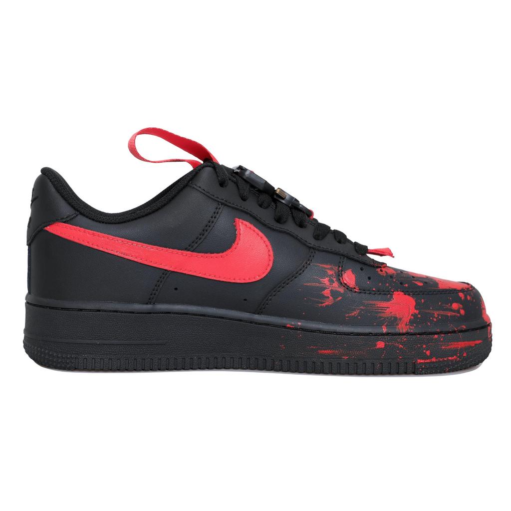Nike Air Force 1 Crime Scene Slipbestendige Demping Lage Top Skateschoenen Unisex Zwart Rood CW2288-001(Team69-SBOX)