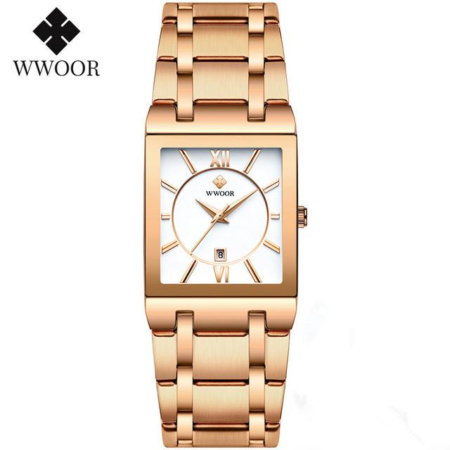 Wwoor Hold Love Square Men'S Steel Strap Watch Quartz Watch Waterproof Business Men
