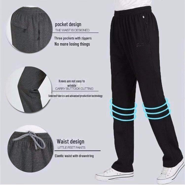 Men's Thickened Warm Straight-Leg Casual Trousers for Autumn and Winter